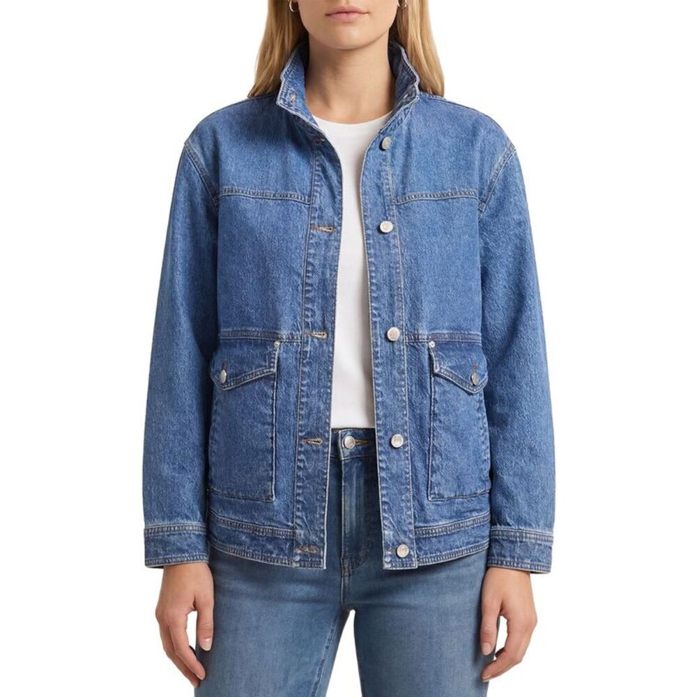 Avec Les Filles Womens Chore Jacket With Back Pleats